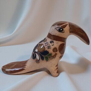 Vintage  Tonalá Hand Painted Toucan Ceramic Collectibe Mid Century Decor Mexico